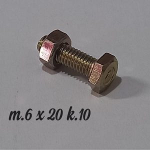 Baut dan Mur Ukuran Kunci 10 6mm 6x20mm Drat 6 mm